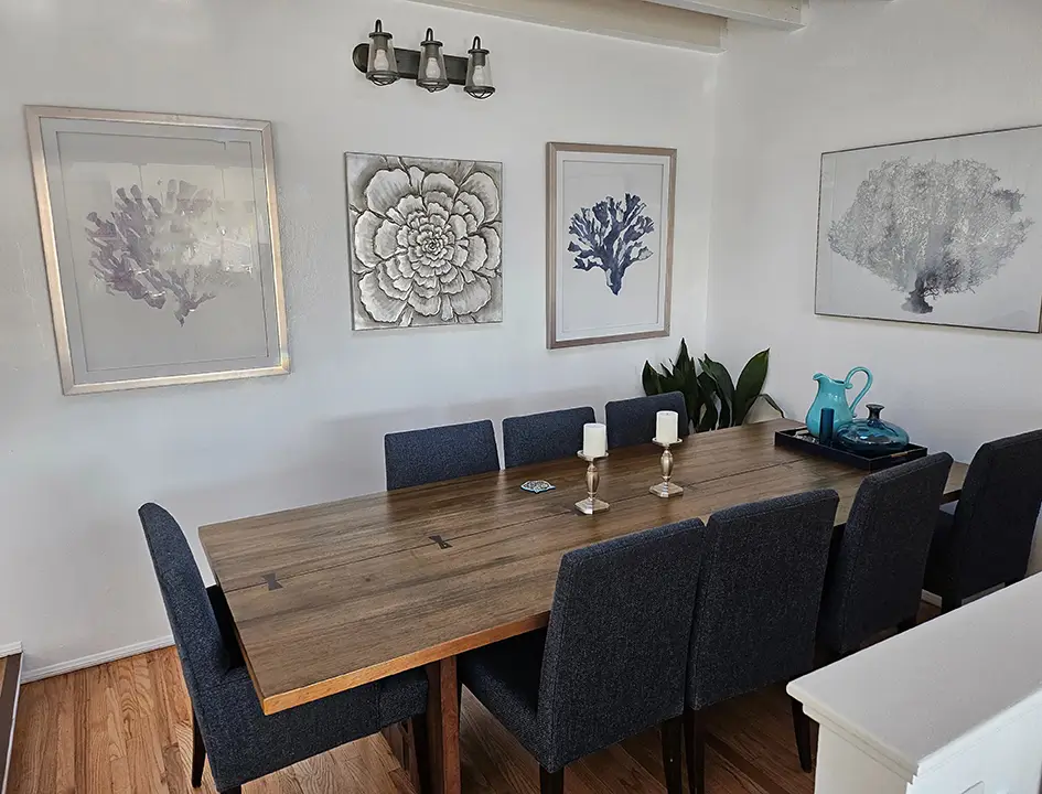 Dining Room with ocean art